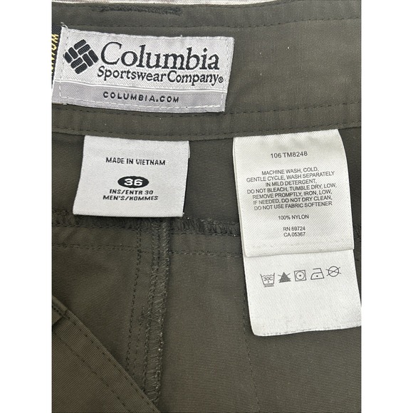 Columbia Titanium Men's Convertible Pants 36x30 Green Cargo Hiking Nylon Outdoor - Picture 4 of 13